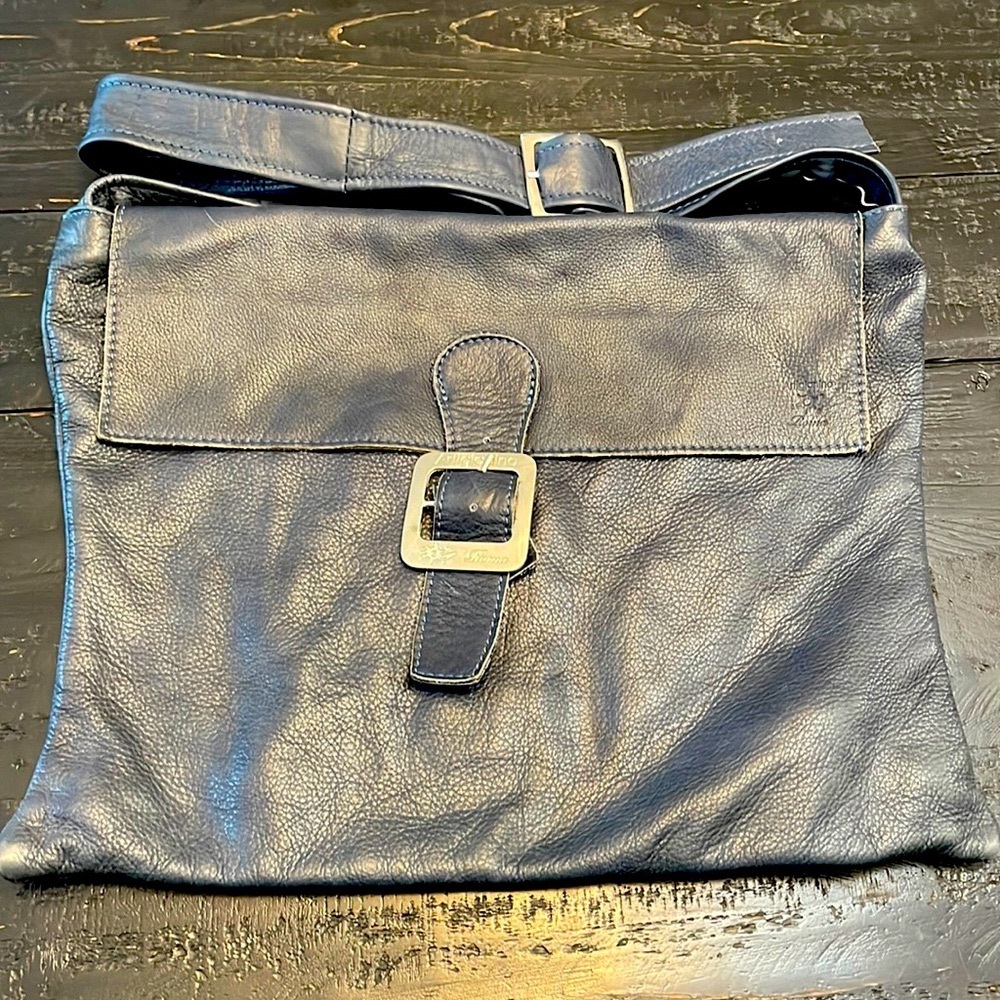 Navy Leather Satchel Bag From Rome Leather Shop Artigianino